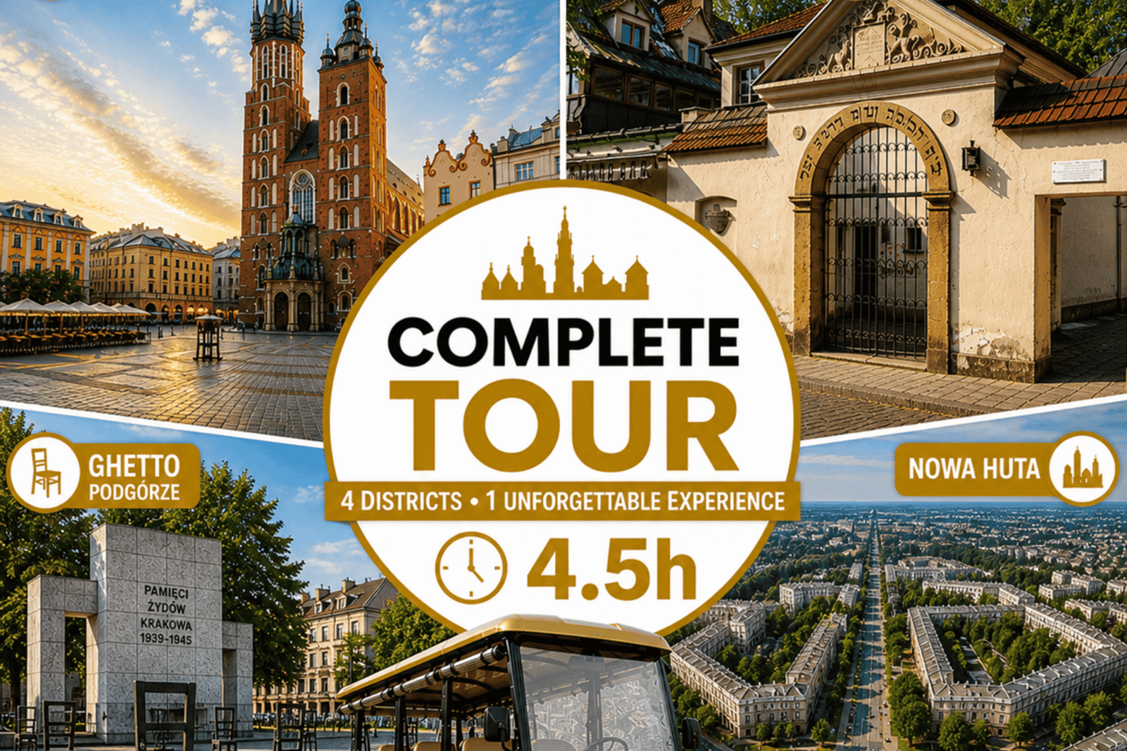Cracovie : visite touristique complète de la ville en voiturette de golf écologique