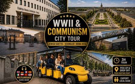 Cracovie : visite en voiturette de golf : ghetto de la Seconde Guerre mondiale, Schindler et communisme