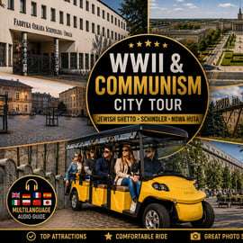 Cracovie : visite en voiturette de golf : ghetto de la Seconde Guerre mondiale, Schindler et communisme