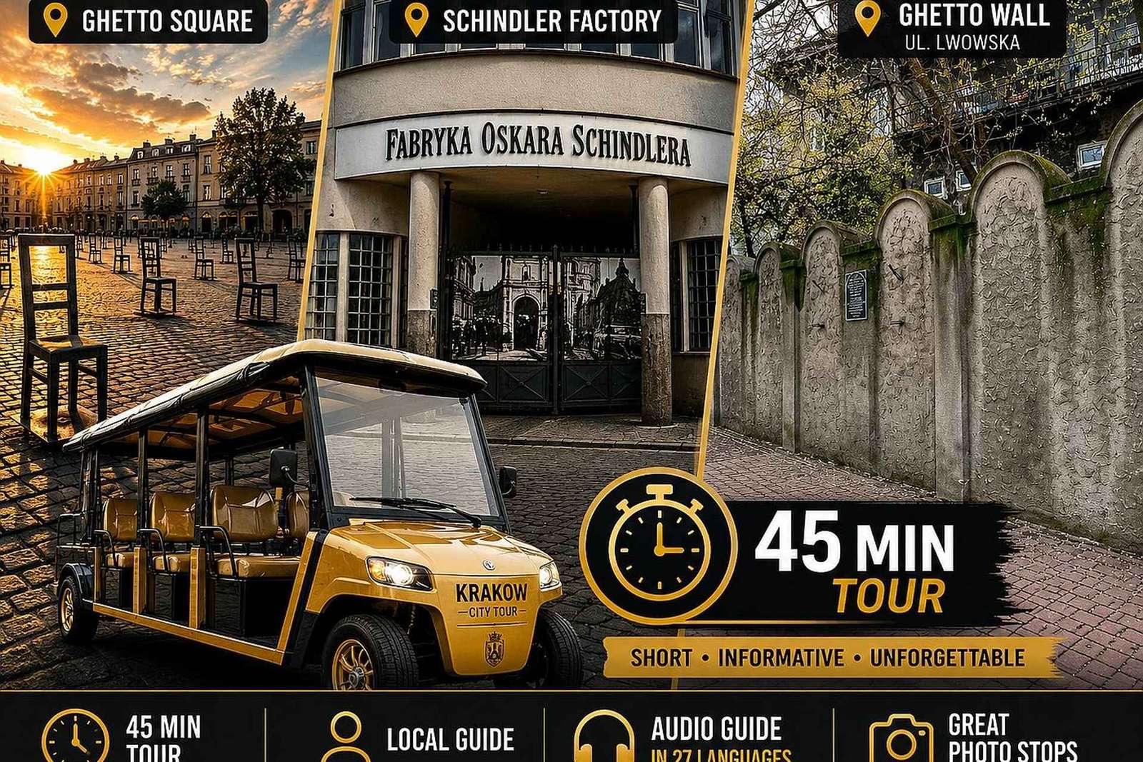 Cracovie : visite en voiturette de golf sur la Seconde Guerre mondiale et l’usine de Schindler